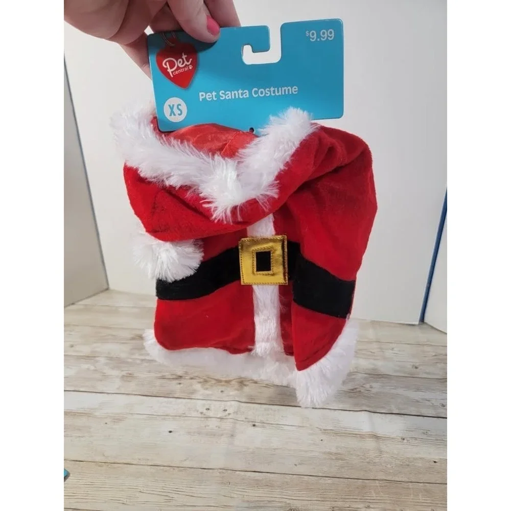 Pet Central Santa Suit Christmas‎ Holiday Dog Costume Red White XS 9